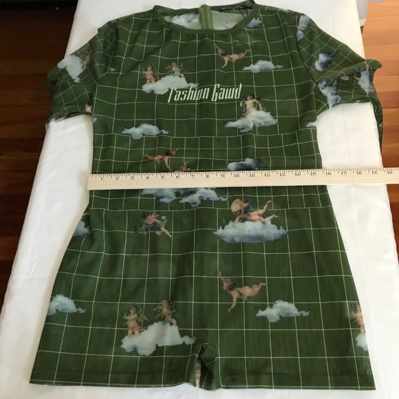 SHANE JUSTIN Romper Fashion Gawd Mesh Jumpsuit Green Plus Size 3X Size 1X 2X - Picture 11 of 16